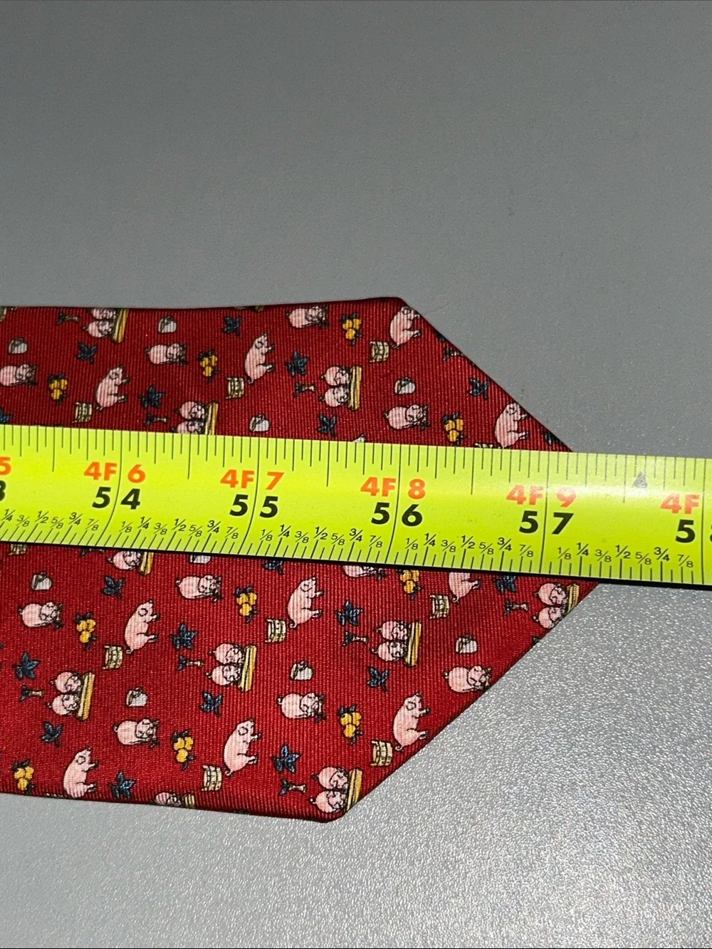 Tom James Executive Collection Red Novelty Pig Print Silk Tie